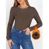 imageANRABESS Women Long Sleeve Thermal Shirt Fleece Tops 2025 Fall Winter Crew Neck Casual Base Layer TShirts Warm UndershirtsDark Brown
