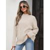 imageANRABESS Women Mock Turtle Neck Sweater Tunic Long Sleeve Cable Knit Casual Loose Work Pullover Tops 2025 Fall Winter OutfitsBeige