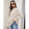 imageANRABESS Women Mock Turtle Neck Sweater Tunic Long Sleeve Cable Knit Casual Loose Work Pullover Tops 2025 Fall Winter OutfitsBeige