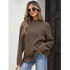 imageANRABESS Women Mock Turtle Neck Sweater Tunic Long Sleeve Cable Knit Casual Loose Work Pullover Tops 2025 Fall Winter OutfitsCoffee