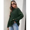imageANRABESS Women Mock Turtle Neck Sweater Tunic Long Sleeve Cable Knit Casual Loose Work Pullover Tops 2025 Fall Winter OutfitsDeep Green