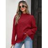 imageANRABESS Women Mock Turtle Neck Sweater Tunic Long Sleeve Cable Knit Casual Loose Work Pullover Tops 2025 Fall Winter OutfitsRed