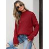 imageANRABESS Women Mock Turtle Neck Sweater Tunic Long Sleeve Cable Knit Casual Loose Work Pullover Tops 2025 Fall Winter OutfitsRed