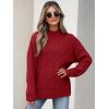imageANRABESS Women Mock Turtle Neck Sweater Tunic Long Sleeve Cable Knit Casual Loose Work Pullover Tops 2025 Fall Winter OutfitsRed