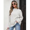 imageANRABESS Women Mock Turtle Neck Sweater Tunic Long Sleeve Cable Knit Casual Loose Work Pullover Tops 2025 Fall Winter OutfitsWhite