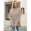 imageANRABESS Women Oversized Turtleneck Long Sleeve Spilt Fuzzy Knit Chunky 2025 Fall Pullover Sweaters Tops Winter Warm ClothesLight Khaki