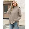 imageANRABESS Women Oversized Turtleneck Long Sleeve Spilt Fuzzy Knit Chunky 2025 Fall Pullover Sweaters Tops Winter Warm ClothesLight Khaki