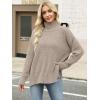 imageANRABESS Women Oversized Turtleneck Long Sleeve Spilt Fuzzy Knit Chunky 2025 Fall Pullover Sweaters Tops Winter Warm ClothesLight Khaki