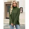 imageANRABESS Women Oversized Turtleneck Long Sleeve Spilt Fuzzy Knit Chunky 2025 Fall Pullover Sweaters Tops Winter Warm ClothesOlive Green