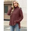 imageANRABESS Women Oversized Turtleneck Long Sleeve Spilt Fuzzy Knit Chunky 2025 Fall Pullover Sweaters Tops Winter Warm ClothesRed Brown