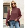 imageANRABESS Women Oversized Turtleneck Long Sleeve Spilt Fuzzy Knit Chunky 2025 Fall Pullover Sweaters Tops Winter Warm ClothesRed Brown