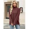 imageANRABESS Women Oversized Turtleneck Long Sleeve Spilt Fuzzy Knit Chunky 2025 Fall Pullover Sweaters Tops Winter Warm ClothesRed Brown