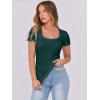 imageANRABESS Women Short Sleeve Tops Scoop Neck Ribbed Knit Slim Fitted Basic Tee Shirts Casual Summer Clothes 2025 Fall OutfitsForest Green