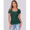 imageANRABESS Women Short Sleeve Tops Scoop Neck Ribbed Knit Slim Fitted Basic Tee Shirts Casual Summer Clothes 2025 Fall OutfitsForest Green
