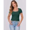 imageANRABESS Women Short Sleeve Tops Scoop Neck Ribbed Knit Slim Fitted Basic Tee Shirts Casual Summer Clothes 2025 Fall OutfitsForest Green