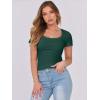 imageANRABESS Women Short Sleeve Tops Scoop Neck Ribbed Knit Slim Fitted Basic Tee Shirts Casual Summer Clothes 2025 Fall OutfitsForest Green