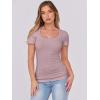 imageANRABESS Women Short Sleeve Tops Scoop Neck Ribbed Knit Slim Fitted Basic Tee Shirts Casual Summer Clothes 2025 Fall OutfitsGrey Pink