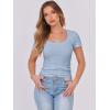 imageANRABESS Women Short Sleeve Tops Scoop Neck Ribbed Knit Slim Fitted Basic Tee Shirts Casual Summer Clothes 2025 Fall OutfitsLight Blue