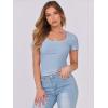 imageANRABESS Women Short Sleeve Tops Scoop Neck Ribbed Knit Slim Fitted Basic Tee Shirts Casual Summer Clothes 2025 Fall OutfitsLight Blue