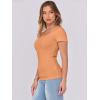 imageANRABESS Women Short Sleeve Tops Scoop Neck Ribbed Knit Slim Fitted Basic Tee Shirts Casual Summer Clothes 2025 Fall OutfitsOrange