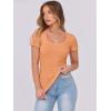 imageANRABESS Women Short Sleeve Tops Scoop Neck Ribbed Knit Slim Fitted Basic Tee Shirts Casual Summer Clothes 2025 Fall OutfitsOrange
