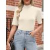 imageANRABESS Women Tops Mock Neck 12 Short Sleeve Slim Fit Basic Tee Shirts Dressy Work Business 2025 Summer Fall Casual OutfitsApricot