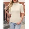 imageANRABESS Women Tops Mock Neck 12 Short Sleeve Slim Fit Basic Tee Shirts Dressy Work Business 2025 Summer Fall Casual OutfitsApricot