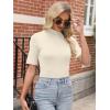 imageANRABESS Women Tops Mock Neck 12 Short Sleeve Slim Fit Basic Tee Shirts Dressy Work Business 2025 Summer Fall Casual OutfitsApricot