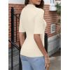 imageANRABESS Women Tops Mock Neck 12 Short Sleeve Slim Fit Basic Tee Shirts Dressy Work Business 2025 Summer Fall Casual OutfitsApricot