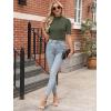imageANRABESS Women Tops Mock Neck 12 Short Sleeve Slim Fit Basic Tee Shirts Dressy Work Business 2025 Summer Fall Casual OutfitsArmy Green
