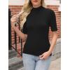 imageANRABESS Women Tops Mock Neck 12 Short Sleeve Slim Fit Basic Tee Shirts Dressy Work Business 2025 Summer Fall Casual OutfitsBlack