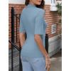 imageANRABESS Women Tops Mock Neck 12 Short Sleeve Slim Fit Basic Tee Shirts Dressy Work Business 2025 Summer Fall Casual OutfitsBlue