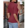 imageANRABESS Women Tops Mock Neck 12 Short Sleeve Slim Fit Basic Tee Shirts Dressy Work Business 2025 Summer Fall Casual OutfitsBurgundy