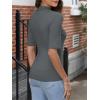 imageANRABESS Women Tops Mock Neck 12 Short Sleeve Slim Fit Basic Tee Shirts Dressy Work Business 2025 Summer Fall Casual OutfitsDark Gray