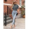 imageANRABESS Women Tops Mock Neck 12 Short Sleeve Slim Fit Basic Tee Shirts Dressy Work Business 2025 Summer Fall Casual OutfitsDark Gray