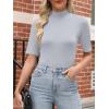 imageANRABESS Women Tops Mock Neck 12 Short Sleeve Slim Fit Basic Tee Shirts Dressy Work Business 2025 Summer Fall Casual OutfitsGrey