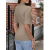 imageANRABESS Women Tops Mock Neck 12 Short Sleeve Slim Fit Basic Tee Shirts Dressy Work Business 2025 Summer Fall Casual OutfitsKhaki
