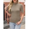 imageANRABESS Women Tops Mock Neck 12 Short Sleeve Slim Fit Basic Tee Shirts Dressy Work Business 2025 Summer Fall Casual OutfitsKhaki