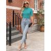 imageANRABESS Women Tops Mock Neck 12 Short Sleeve Slim Fit Basic Tee Shirts Dressy Work Business 2025 Summer Fall Casual OutfitsLake Green