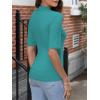 imageANRABESS Women Tops Mock Neck 12 Short Sleeve Slim Fit Basic Tee Shirts Dressy Work Business 2025 Summer Fall Casual OutfitsLake Green