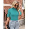 imageANRABESS Women Tops Mock Neck 12 Short Sleeve Slim Fit Basic Tee Shirts Dressy Work Business 2025 Summer Fall Casual OutfitsLake Green