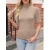 imageANRABESS Women Tops Mock Neck 12 Short Sleeve Slim Fit Basic Tee Shirts Dressy Work Business 2025 Summer Fall Casual OutfitsLight Khaki
