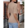 imageANRABESS Women Tops Mock Neck 12 Short Sleeve Slim Fit Basic Tee Shirts Dressy Work Business 2025 Summer Fall Casual OutfitsLight Khaki