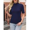 imageANRABESS Women Tops Mock Neck 12 Short Sleeve Slim Fit Basic Tee Shirts Dressy Work Business 2025 Summer Fall Casual OutfitsNavy Blue
