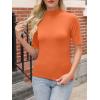 imageANRABESS Women Tops Mock Neck 12 Short Sleeve Slim Fit Basic Tee Shirts Dressy Work Business 2025 Summer Fall Casual OutfitsOrange