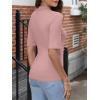 imageANRABESS Women Tops Mock Neck 12 Short Sleeve Slim Fit Basic Tee Shirts Dressy Work Business 2025 Summer Fall Casual OutfitsPink