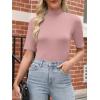 imageANRABESS Women Tops Mock Neck 12 Short Sleeve Slim Fit Basic Tee Shirts Dressy Work Business 2025 Summer Fall Casual OutfitsPink