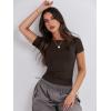 imageANRABESS Womens 3 Pack Short Sleeve Shirts 2025 Crop Tops Tight Fitted Basic Tees Workout T Shirts Y2k Clothes Summer OutfitBlackwhitedeep Brown