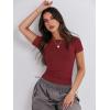 imageANRABESS Womens 3 Pack Short Sleeve Shirts 2025 Crop Tops Tight Fitted Basic Tees Workout T Shirts Y2k Clothes Summer OutfitBlackwhitedeep Red