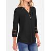 imageANRABESS Womens 34 Length Lace Sleeve Tops Henley V Neck Shirts Dressy Casual Business Blouses 2025 Fall TShirts OutfitsBlack